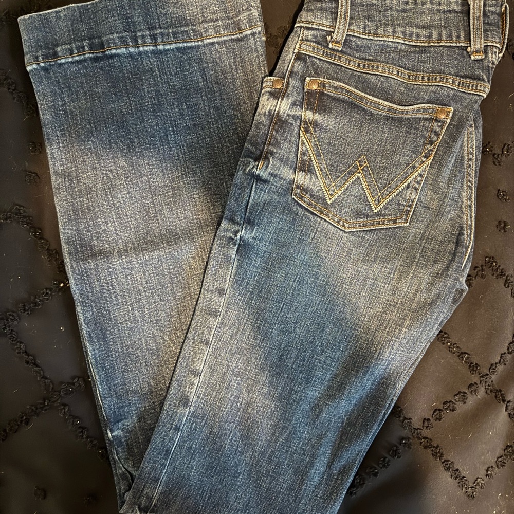 Wrangler Blue Boot Cut Jeans with Vintage Fading